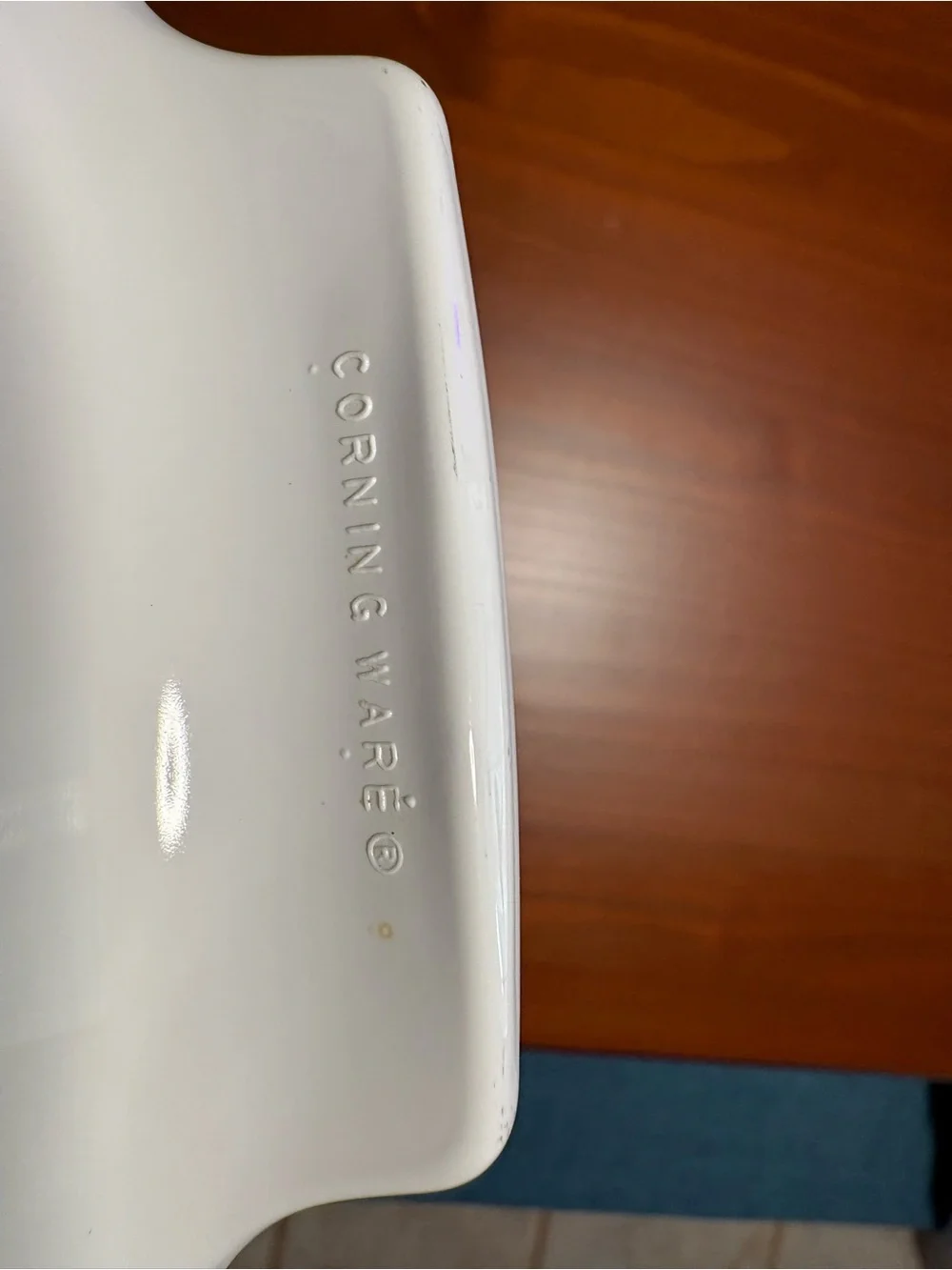 vintage Corning Ware casserole dish in the 